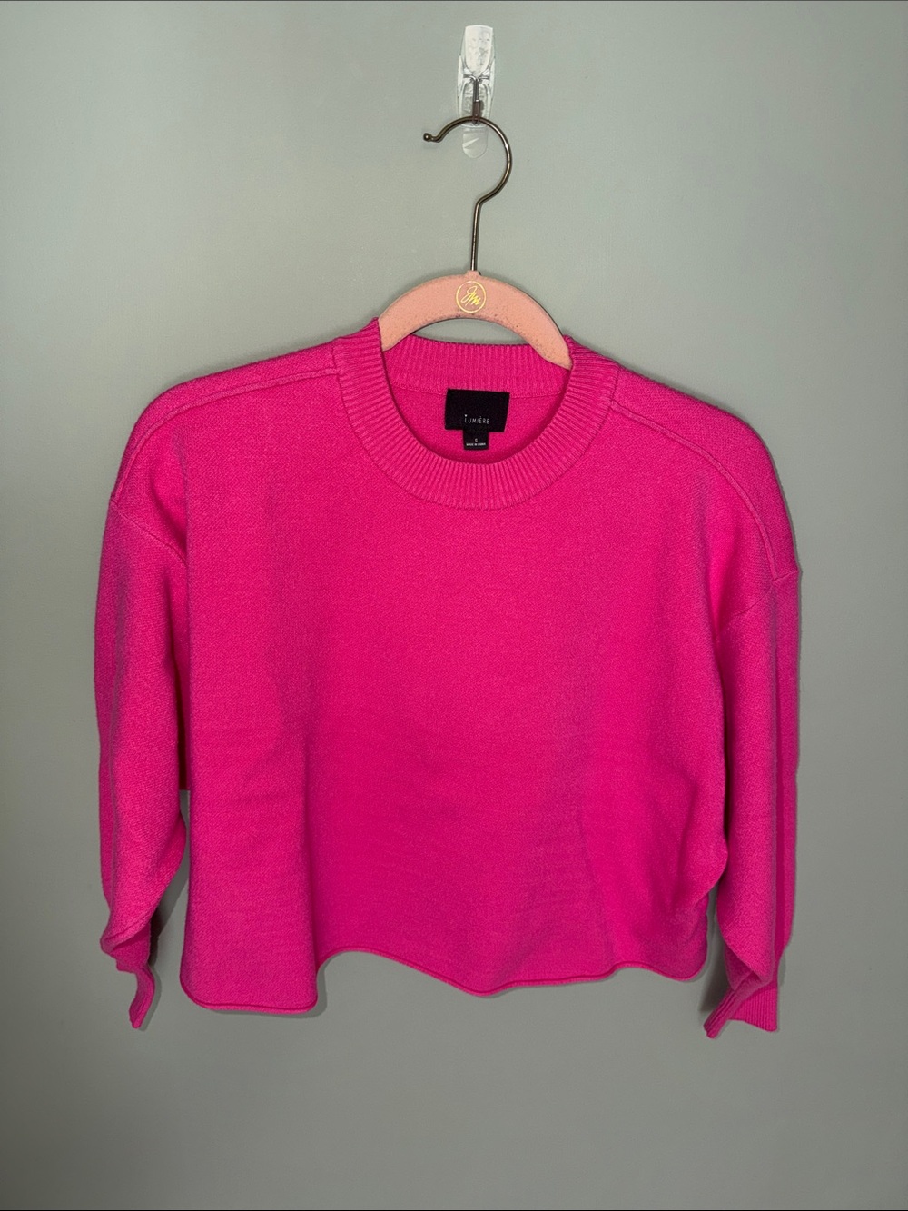 Lumiere Cropped Crewneck Knit Boxy Pullover Sweater